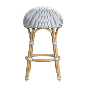 Butler Specialty Tobias Outdoor Rattan And Metal Dining Side Chair – Chic Coastal Style For Your Patio Oasis White And Sky Blue Dot Aluminum,Polyethylene (Pe) Rattan Weave 5649194-butler