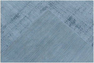 HomeRoots 9' Denim Blue Hand Loomed Area Rug - Luxurious Soft Viscose, Unique Artisan Design for Any Room 9' X 12' 564919