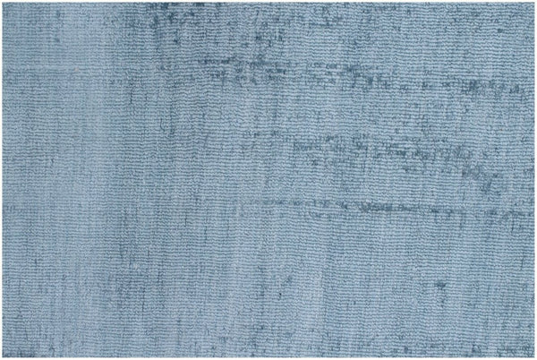 HomeRoots 9' Denim Blue Hand Loomed Area Rug - Luxurious Soft Viscose, Unique Artisan Design for Any Room 9' X 12' 564919