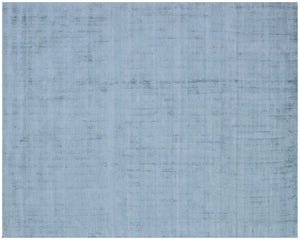 HomeRoots 9' Denim Blue Hand Loomed Area Rug - Luxurious Soft Viscose, Unique Artisan Design for Any Room 9' X 12' 564919