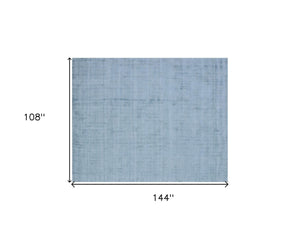 HomeRoots 9' Denim Blue Hand Loomed Area Rug - Luxurious Soft Viscose, Unique Artisan Design for Any Room 9' X 12' 564919