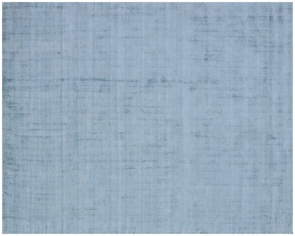 HomeRoots 9' Denim Blue Hand Loomed Area Rug - Luxurious Soft Viscose, Unique Artisan Design for Any Room 10' X 14' 564920