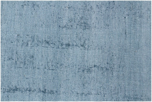 HomeRoots 9' Denim Blue Hand Loomed Area Rug - Luxurious Soft Viscose, Unique Artisan Design for Any Room 10' X 14' 564920
