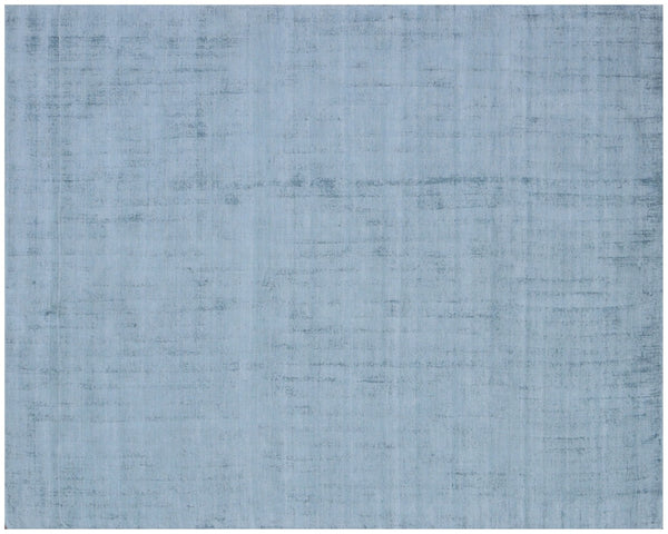 HomeRoots 9' Denim Blue Hand Loomed Area Rug - Luxurious Soft Viscose, Unique Artisan Design for Any Room 10' X 14' 564920