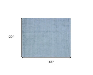 HomeRoots 9' Denim Blue Hand Loomed Area Rug - Luxurious Soft Viscose, Unique Artisan Design for Any Room 10' X 14' 564920