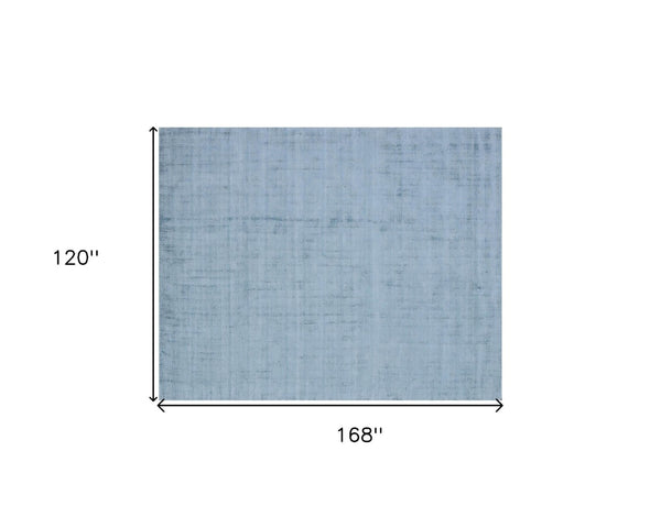HomeRoots 9' Denim Blue Hand Loomed Area Rug - Luxurious Soft Viscose, Unique Artisan Design for Any Room 10' X 14' 564920
