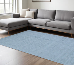 HomeRoots 9' Denim Blue Hand Loomed Area Rug - Luxurious Soft Viscose, Unique Artisan Design for Any Room 10' X 14' 564920