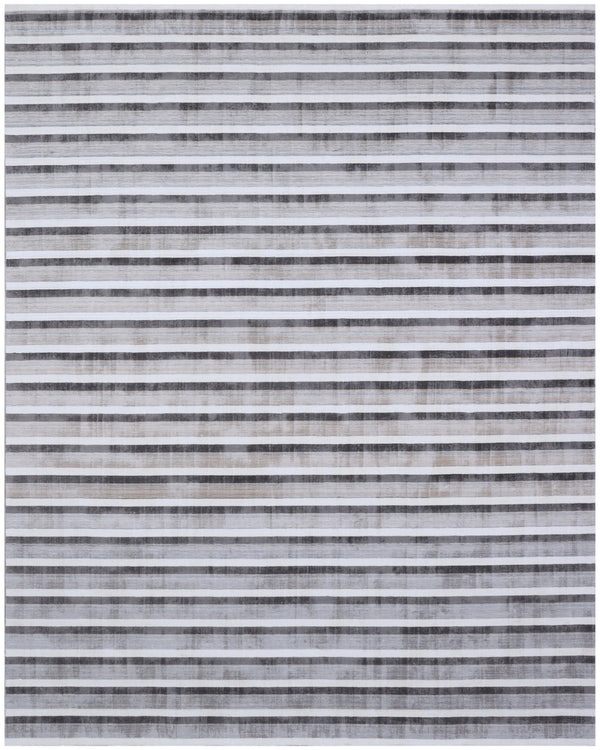 Homeroots 9' X 12' Brown And Ivory Striped Hand Loomed Area Rug  Viscose 564922