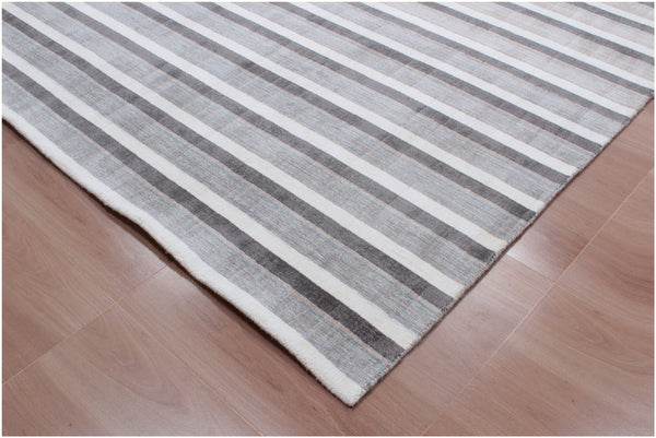 Homeroots 9' X 12' Brown And Ivory Striped Hand Loomed Area Rug  Viscose 564922
