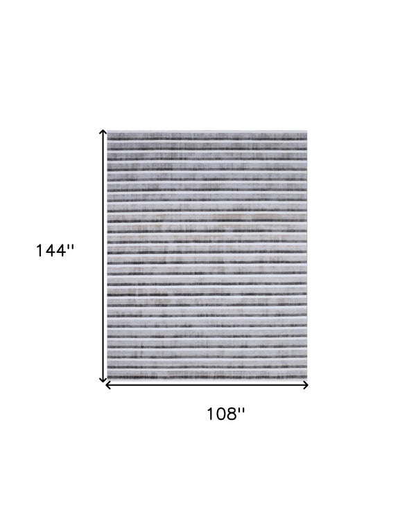 Homeroots 9' X 12' Brown And Ivory Striped Hand Loomed Area Rug  Viscose 564922