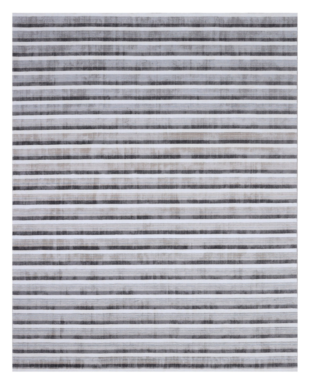 Homeroots 9' X 12' Brown And Ivory Striped Hand Loomed Area Rug  Viscose 564922