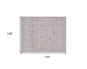 Homeroots 9' X 12' Camel Striped Hand Loomed Area Rug  Viscose 564923