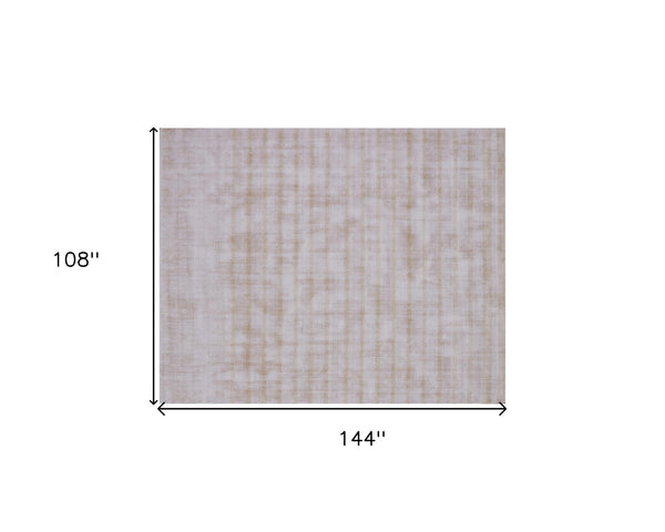 Homeroots 9' X 12' Camel Striped Hand Loomed Area Rug  Viscose 564923