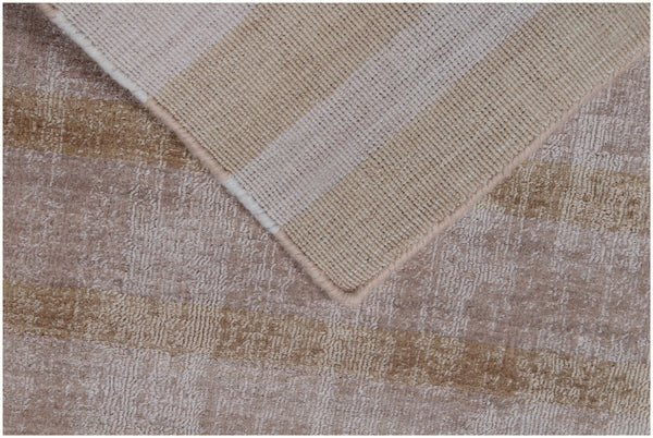 Homeroots 8' X 10' Camel Striped Hand Loomed Area Rug  Viscose 564924