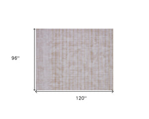 Homeroots 8' X 10' Camel Striped Hand Loomed Area Rug  Viscose 564924