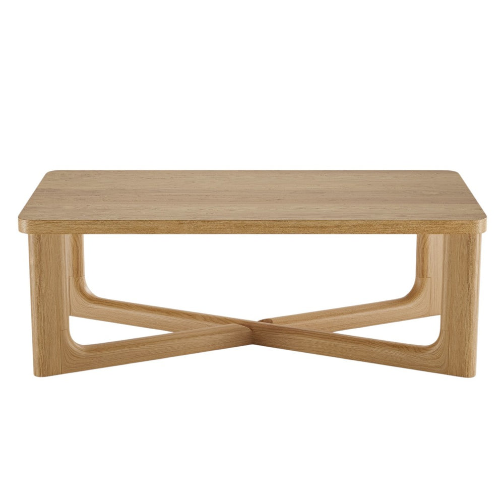 HomeRoots 50" Natural Solid Wood Coffee Table with Modern "X" Cross Legs – Stylish, Durable, and Unique Design 564933