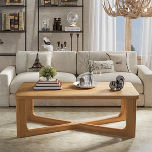 Homeroots 50" Natural Solid Wood Coffee Table With Cross Legs - Stylish Modern Accent For Any Room   564933