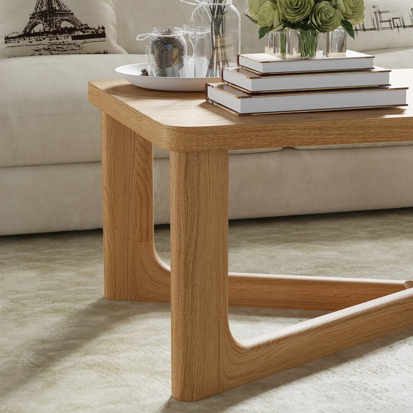 Homeroots 50" Natural Solid Wood Coffee Table With Cross Legs - Stylish Modern Accent For Any Room   564933