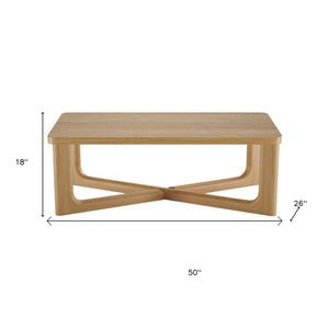 Homeroots 50" Natural Solid Wood Coffee Table With Cross Legs - Stylish Modern Accent For Any Room   564933
