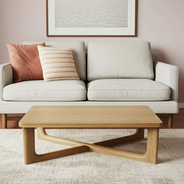 Homeroots 50" Natural Solid Wood Coffee Table With Cross Legs - Stylish Modern Accent For Any Room   564933