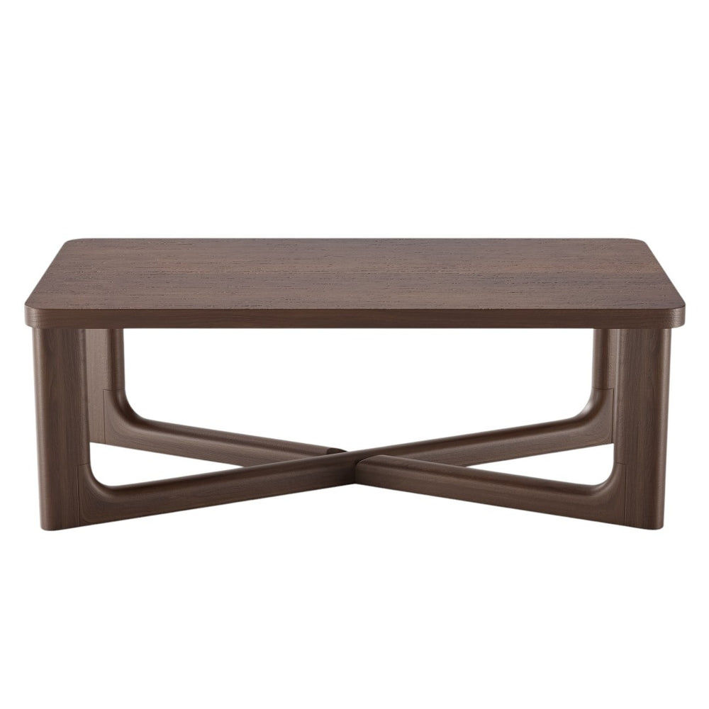 HomeRoots 50" Elegant Walnut Solid Wood Coffee Table with X-Style Cross Legs – Timeless Design for Any Space 564934
