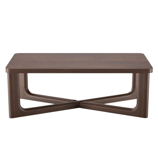 HomeRoots 50" Elegant Walnut Solid Wood Coffee Table with X-Style Cross Legs – Timeless Design for Any Space 564934