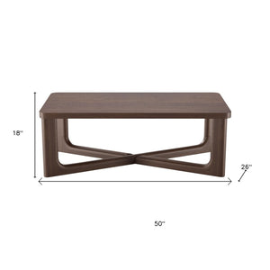 Homeroots 50" Walnut Solid Wood Coffee Table With Modern Cross Legs - Stylish Accent For Any Room   564934