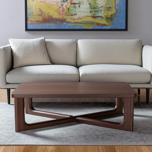 Homeroots 50" Walnut Solid Wood Coffee Table With Modern Cross Legs - Stylish Accent For Any Room   564934
