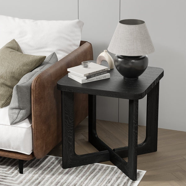 HomeRoots 24" Black Solid Wood Square End Table - Elegant, Modern Design for Compact Spaces & Versatile Use 564935