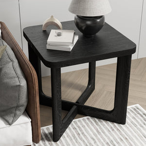 HomeRoots 24" Black Solid Wood Square End Table - Elegant, Modern Design for Compact Spaces & Versatile Use 564935