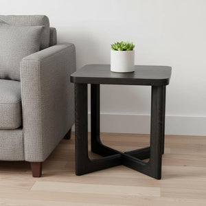 HomeRoots 24" Black Solid Wood Square End Table - Elegant, Modern Design for Compact Spaces & Versatile Use 564935