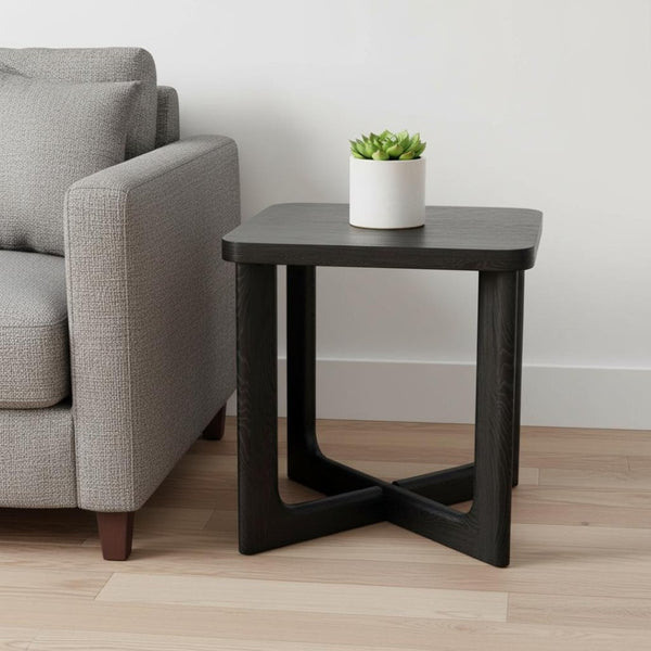 HomeRoots 24" Black Solid Wood Square End Table - Elegant, Modern Design for Compact Spaces & Versatile Use 564935