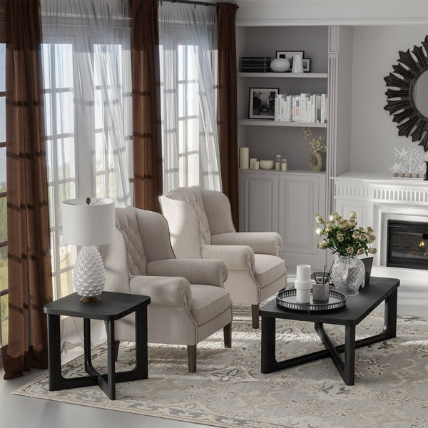 HomeRoots 24" Black Solid Wood Square End Table - Elegant, Modern Design for Compact Spaces & Versatile Use 564935