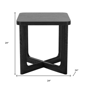 HomeRoots 24" Black Solid Wood Square End Table - Elegant, Modern Design for Compact Spaces & Versatile Use 564935