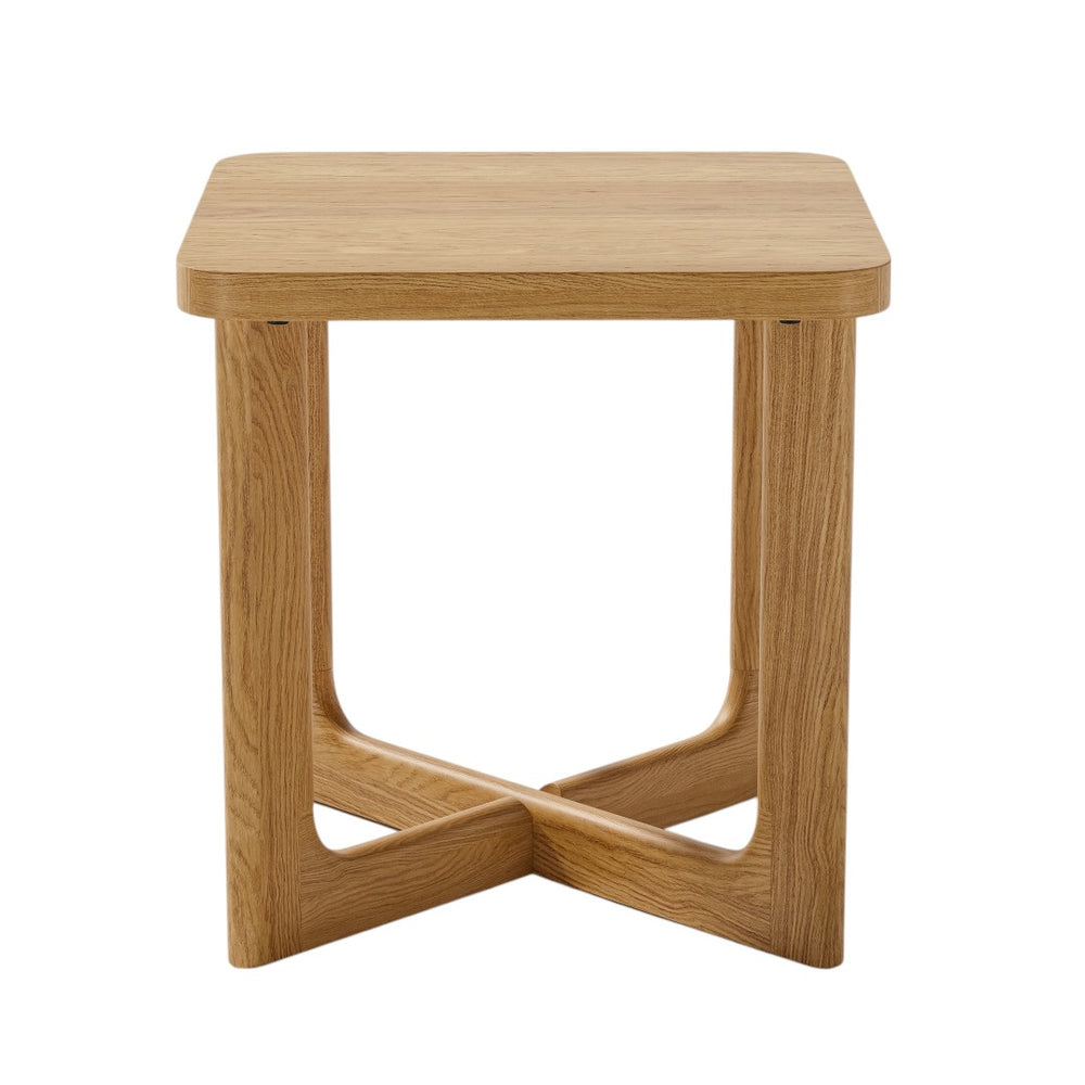 HomeRoots 24" Rustic Solid Oak End Table with Cross Legs - Versatile, Timeless Design for Living Spaces 564936