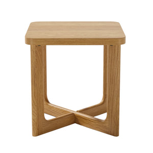 HomeRoots 24" Rustic Solid Oak End Table with Cross Legs - Versatile, Timeless Design for Living Spaces 564936