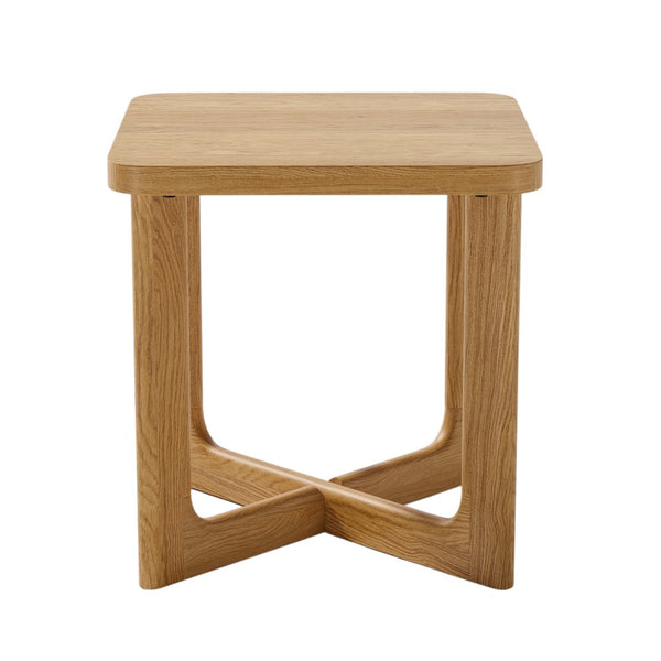 HomeRoots 24" Rustic Solid Oak End Table with Cross Legs - Versatile, Timeless Design for Living Spaces 564936