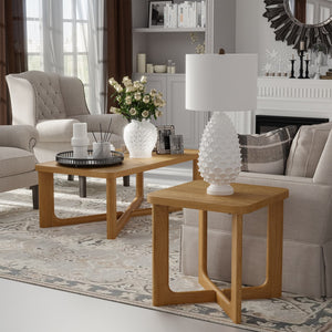 Homeroots 24" Natural Solid Wood Square Cross Legs End Table – Versatile, Stylish, And Perfect For Any Room!   564936