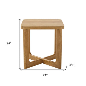 Homeroots 24" Natural Solid Wood Square Cross Legs End Table – Versatile, Stylish, And Perfect For Any Room!   564936