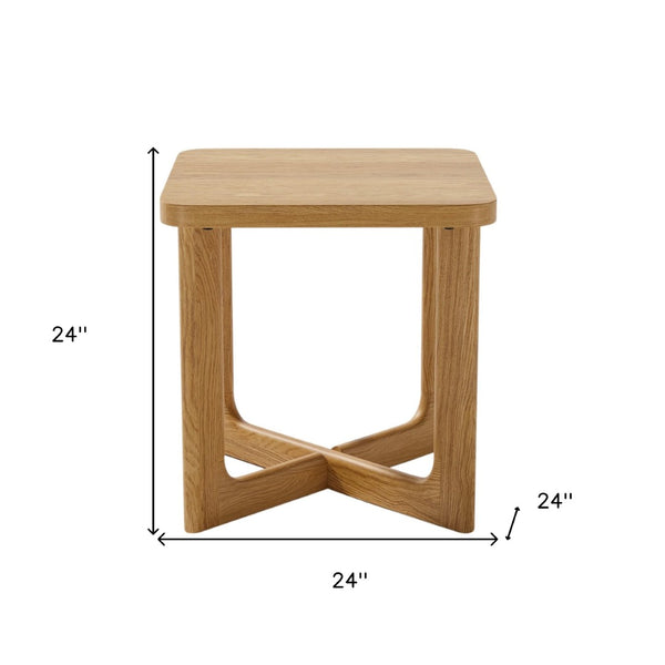 Homeroots 24" Natural Solid Wood Square Cross Legs End Table – Versatile, Stylish, And Perfect For Any Room!   564936