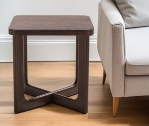 HomeRoots 24" Brown Solid Wood End Table with Cross Legs – Elegant, Versatile Design for Home & Office Use 564937