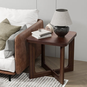 HomeRoots 24" Brown Solid Wood End Table with Cross Legs – Elegant, Versatile Design for Home & Office Use 564937