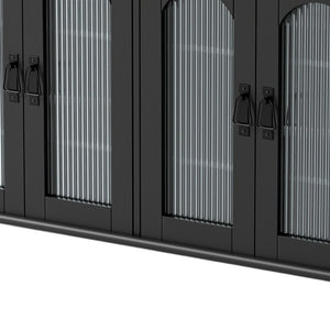 Homeroots 45" Black Glass & Wood Enclosed Storage Tv Stand - Stylish, Durable, & Perfect For Any Room Setup  Glass,Manufactured Wood 564938