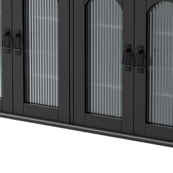 Homeroots 45" Black Glass & Wood Enclosed Storage Tv Stand - Stylish, Durable, & Perfect For Any Room Setup  Glass,Manufactured Wood 564938