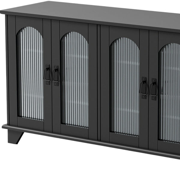 Homeroots 45" Black Glass & Wood Enclosed Storage Tv Stand - Stylish, Durable, & Perfect For Any Room Setup  Glass,Manufactured Wood 564938