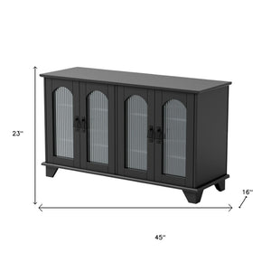 Homeroots 45" Black Glass & Wood Enclosed Storage Tv Stand - Stylish, Durable, & Perfect For Any Room Setup  Glass,Manufactured Wood 564938