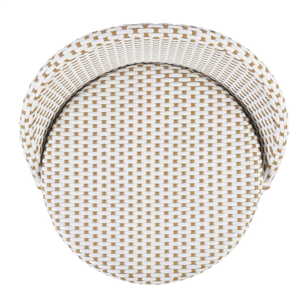 Butler Specialty Tobias Outdoor Rattan And Metal Dining Side Chair – Chic Coastal Style For Your Patio Oasis Beige And White Aluminum,Polyethylene (Pe) Rattan Weave 5649433-butler