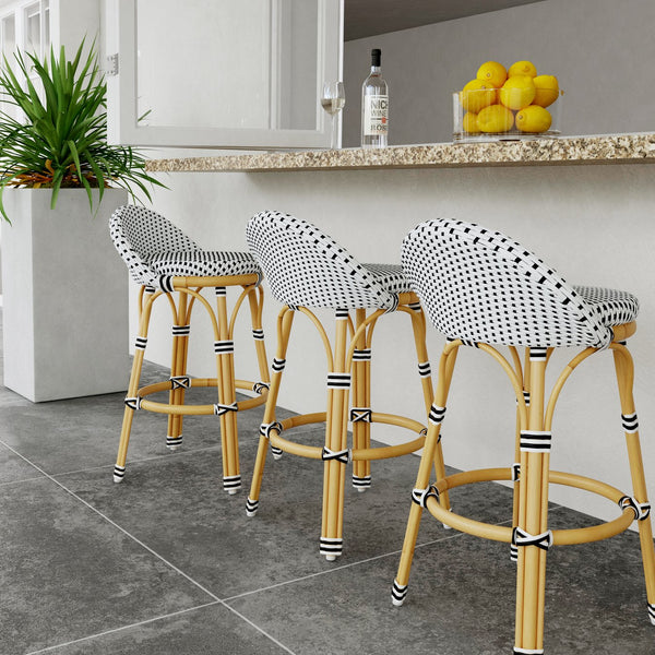 Butler Specialty Tobias Outdoor Rattan And Metal Dining Side Chair – Chic Coastal Style For Your Patio Oasis Black And White Aluminum,Polyethylene (Pe) Rattan Weave 5649434-butler