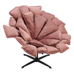 Homeroots 42" Pink Velvet Swivel Side Chair - Stylish Upholstered Design With Durable Steel Frame & Comfort   564970