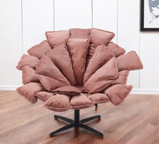 Homeroots 42" Pink Velvet Swivel Side Chair - Stylish Upholstered Design With Durable Steel Frame & Comfort   564970